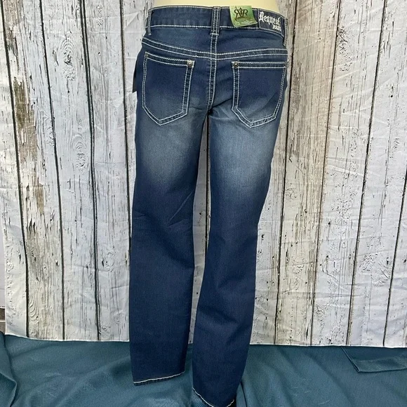 🎀HP🎀 Request Jeans Skinny Distressed Faded Jeans White Flowers & Stitching 9 - Picture 10 of 10